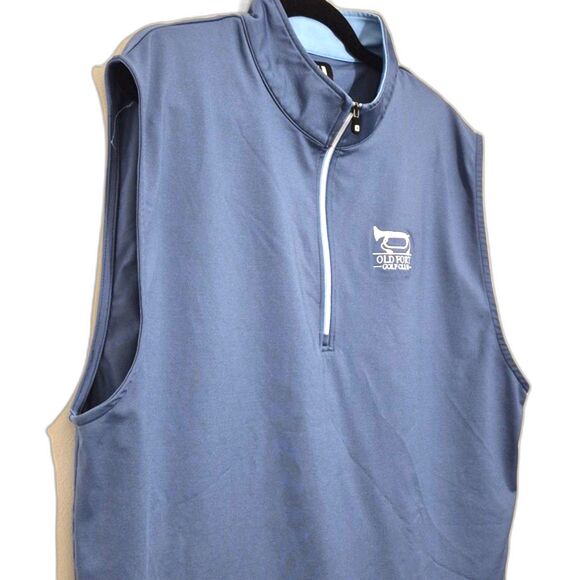 FootJoy Half Zip Performance Golf Vest Men L Blue Custom Club Logo Nylon Blend - Picture 3 of 10
